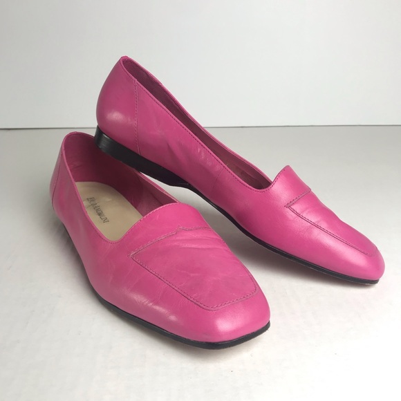 pink leather loafers